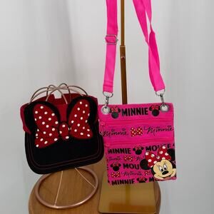 Disney Minnie Mouse Visor Hat and Cross Body hand bag 2PC Set